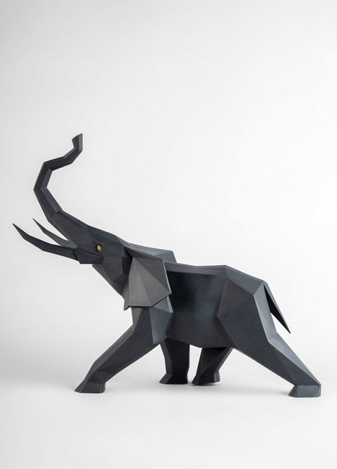 LLADRO' SCHWARZE ELEFANTENSKULPTUR MATT 1009559 43X52X20