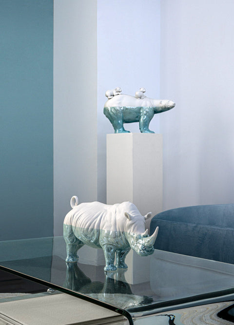 Nashorn-Skulptur 1009739 19 x 45 x 22 cm LLADRO' weiß