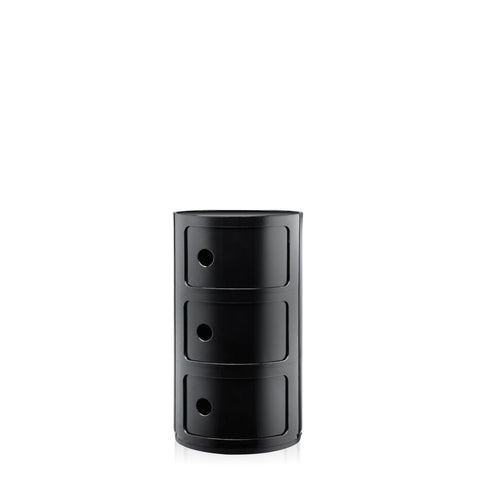 KARTELL SCHWARZER 3-ELEMENT-MODULAR-NACHTTISCH