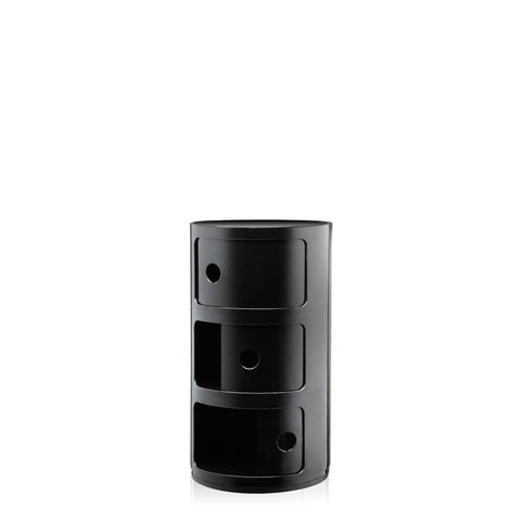 KARTELL SCHWARZER 3-ELEMENT-MODULAR-NACHTTISCH