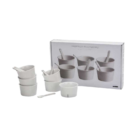 SET MIT 6 EISCREMEBECHERN UND PORZELLAN-PORTIONIERER SELETTI 10642 KIT