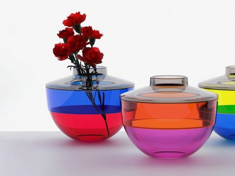 VASE SHIBUYA GERÄUCHERT GELB BLAU 01221/33 KARTELL MEHRFARBIG