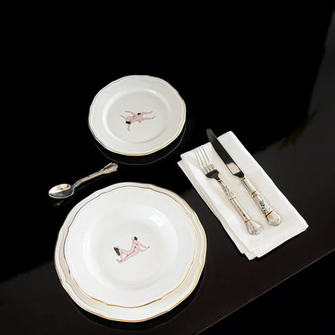 PIATTO PORCELLANA SEIKANTAI5271 SET 3 + TOVAGLIOLO 09846 SELETTI WHITE