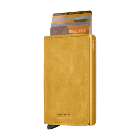 SLIMWALLET VINTAGE SECRID GELB GELBE GELBE GELDBÖRSE