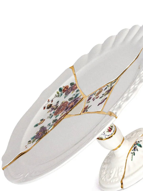 KINTSUGI PORZELLAN- UND GOLDSTÄNDER 36 CM H 15 09644 SELETTI WEISS