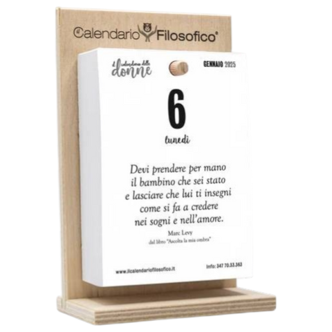 PHILOSOPHISCHER FRAUENKALENDER 10X14 MIT HOLZSTÜTZE
