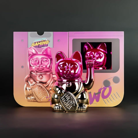 MANEKI NEKO PLAYER TWO GLÄNZEND ROSA/GELB GLÜCKSKATZE MEHRFARBIG