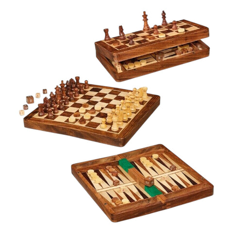 MAGNETISCHES SCHACH-/DAME-/BACKGAMMON-BRETTSPIEL 30 X 30 CM 003343 DAL NEGRO