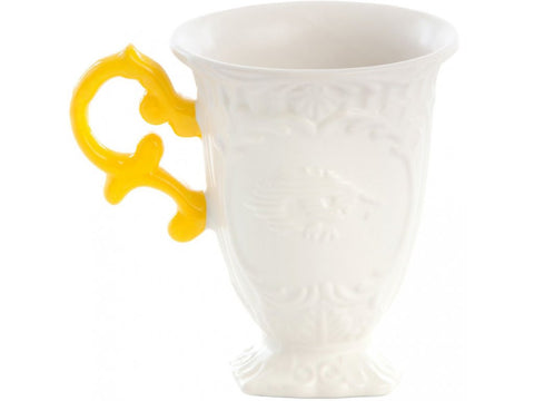SELETTI I-WARES Porzellantasse, 10 cm, 11,5 cm, gelber Henkel, 09855GIA