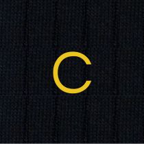 BLAUE HERRENSOCKEN MIT SENFGRAUEN INITIALEN - GRÖSSE 40/45 -C- 134-0-C EINZELNE SOCKEN