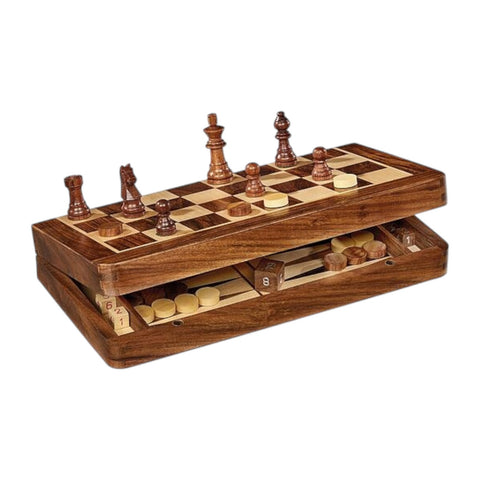 MAGNETISCHES SCHACH-/DAME-/BACKGAMMON-BRETTSPIEL 30 X 30 CM 003343 DAL NEGRO