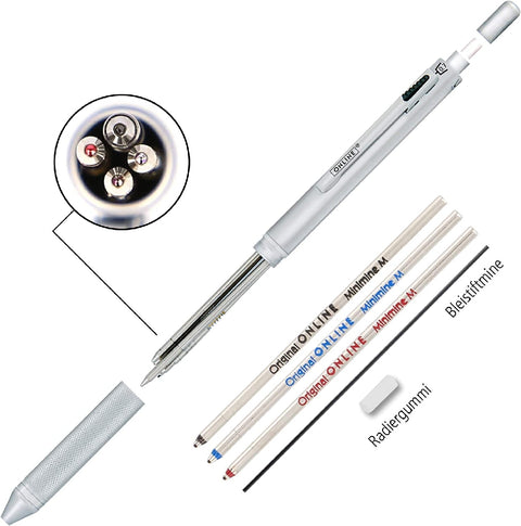 4-IN-1 MULTIFUNKTIONALER ONLINE-STIFT SILBER