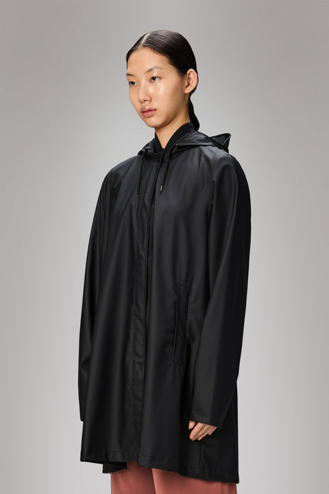 REGENMANTEL A-LINIE W JACKE L W3 18050 RAINS SCHWARZ