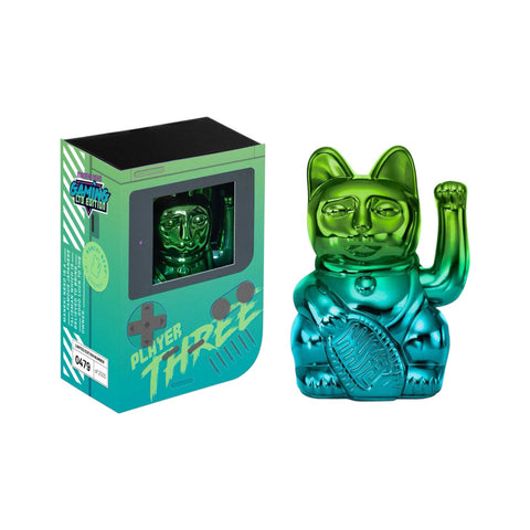 MANEKI NEKO PLAYER GLÄNZEND GRÜN/BLAU GLÜCKSKATZE GRÜN