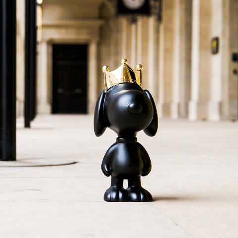 SKULPTUR SNOOPY KRONE SCHWARZ & GOLD 31CM PEAST03101MANOOR LEBLON DELIENNE SCHWARZ