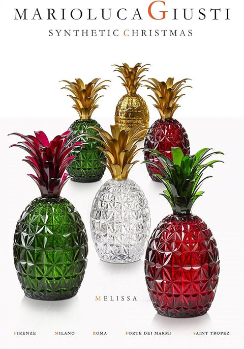 VASO MELISSA ANANAS FOGLIA ORO MARIO LUCA GIUSTI TRANSPARENT