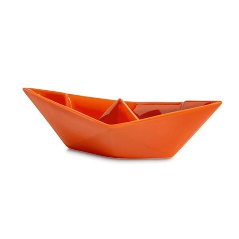 KLEINES ORANGE ORIGAMI-BOOT CRESCENTINI KERAMIK ART. 2364