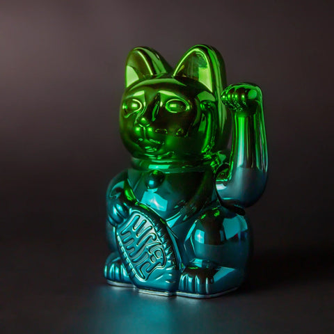 MANEKI NEKO PLAYER GLÄNZEND GRÜN/BLAU GLÜCKSKATZE GRÜN