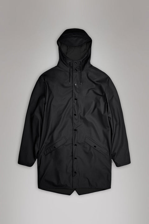 WASSERDICHTE LANGE JACKE BLACK GRAIN L ART. 12020 RAINS BLACK