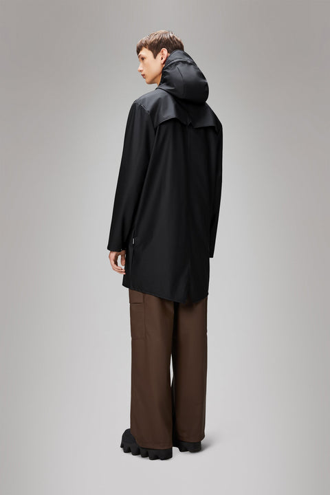 WASSERDICHTE LANGE JACKE BLACK GRAIN L ART. 12020 RAINS BLACK