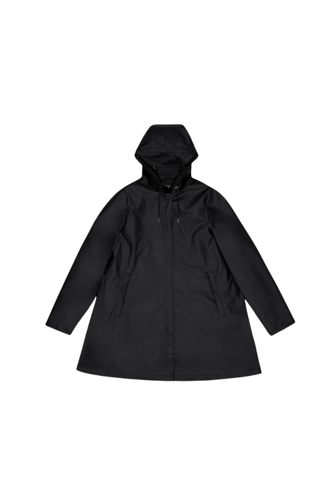 REGENMANTEL A-LINIE W JACKE L W3 18050 RAINS SCHWARZ