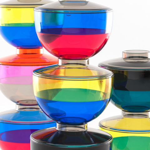 VASE SHIBUYA GERÄUCHERT GELB BLAU 01221/33 KARTELL MEHRFARBIG