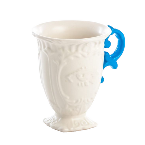SELETTI I-WARES PORZELLAN TASSE CM 10 H 11,5 BLAUER HENKEL 09855AZZ