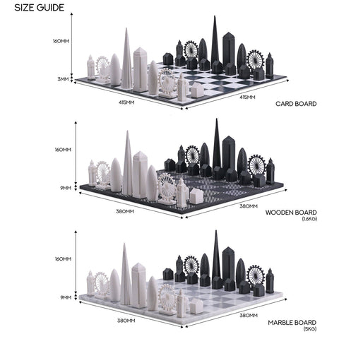 Schach-Skyline, Acryl, London Edition (mit Londoner Kartenbrett) 050 Schwarz