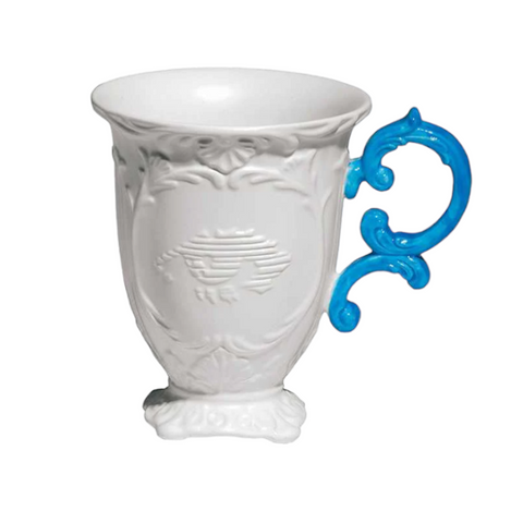 SELETTI I-WARES PORZELLAN TASSE CM 10 H 11,5 BLAUER HENKEL 09855AZZ