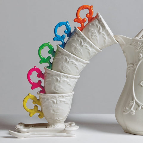 SELETTI I-WARES Porzellantasse, 10 cm, 11,5 cm, gelber Henkel, 09855GIA