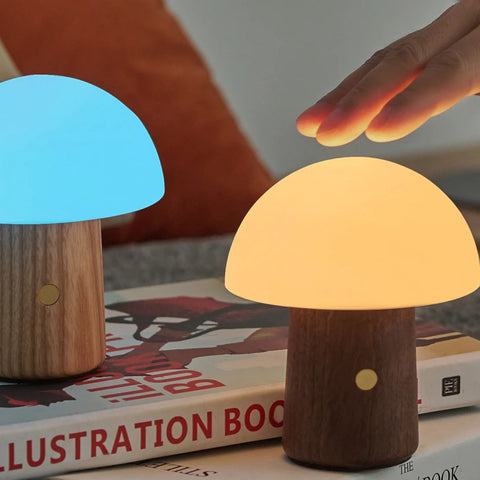 ALICE MUSHROOM LAMP MINI NATURAL WALNUT WOOD GINGKO ART. G022WT2 MULTICOLOR