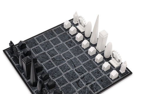 Schach-Skyline, Acryl, London Edition (mit Londoner Kartenbrett) 050 Schwarz