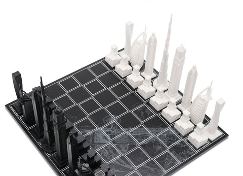 Schach-Skyline, Acryl, Dubai-Edition (mit Dubai-Kartenbrett), Artikelnummer 970, Schwarz