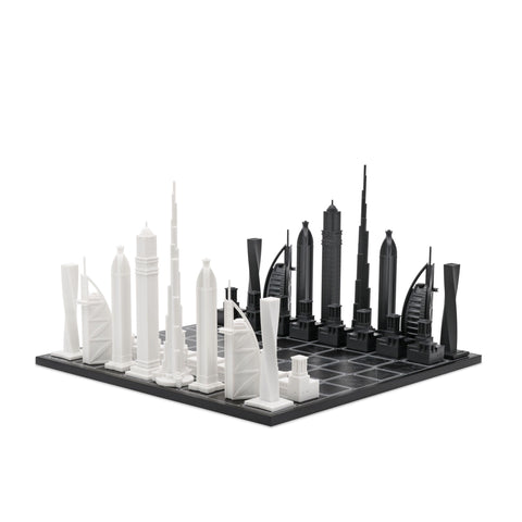 Schach-Skyline, Acryl, Dubai-Edition (mit Dubai-Kartenbrett), Artikelnummer 970, Schwarz