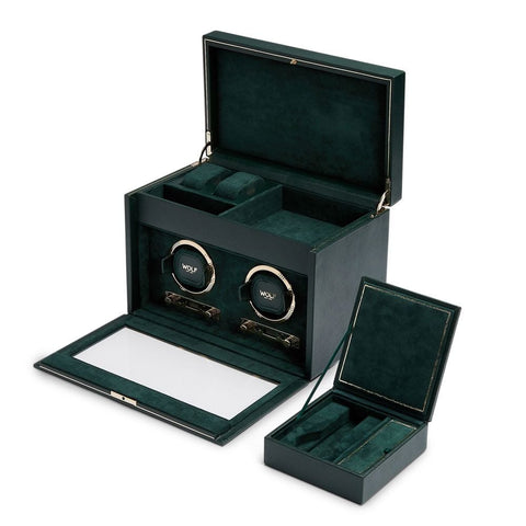 BRITISH RACING DOPPEL-UHRENBEWEGER, UHRENBOX 792241, WOLF 1834, GRÜN