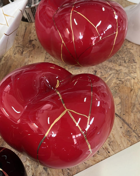 GROSSER ROTER KINTSUGI GEGIA CM 19 ART 2572 CERAMICHE CRESCENTINI ROT