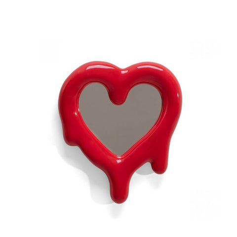 SPECCHIO CORNICE IN PORCELLANA E VETRO MELTED HEART RED CM. 30 H.35 SELETTI