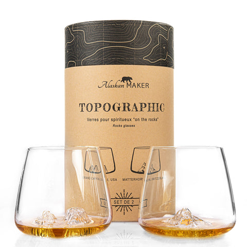SET 2 BICCHIERI TOPOGRAPICH G.CANYON CERVINO TOPO-GM ALASKAN MAKER