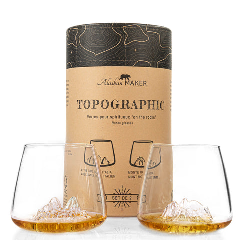 SET 2 TOPOGRAPHISCHE GLÄSER 3CIME/MONTEROSA TOPO-TCMR ALASKAN MAKER TRANSPARENT