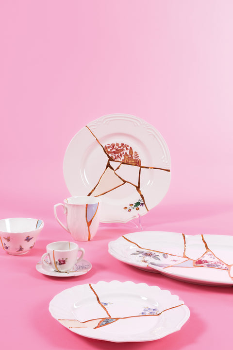 SELETTI WEISSES KINTSUGI-TEESET AUS PORZELLAN MIT TASSE UND UNTERTASSE 09647