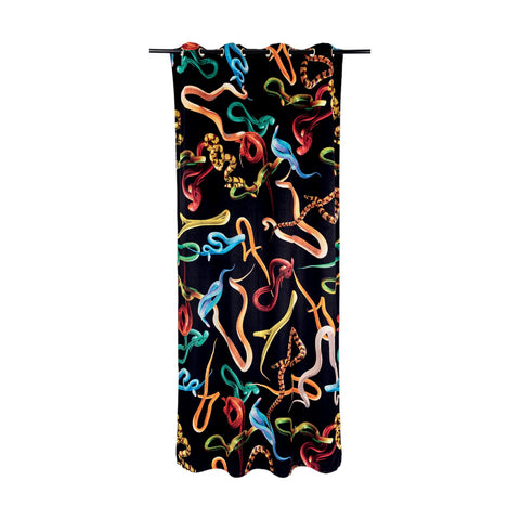 Polyester-Vorhang für Toilettenpapier, links/rechts, 140 x 280 cm, Schlangen, Schwarz, 02403, Seletti