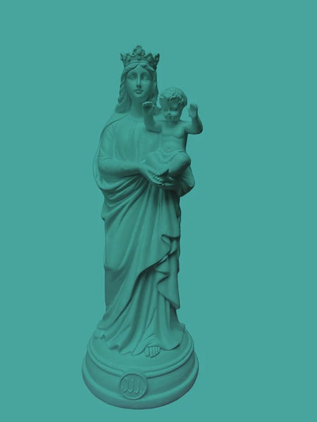 BLUE CLOUD ICH SAH DIE JUNGFRAU MADONNA MIT KIND STATUETTE 29 CM