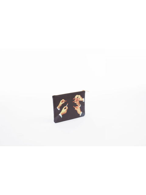 PU BEDRUCKTE KOSMETIKBEUTEL TOILETTENPAPIER LIPPENSTIFTE SCHWARZ SELETTI ART. 02535