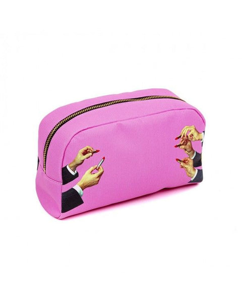 BEAUTY CASE BEDRUCKT IN PU TOILETTENPAPIER CM28X8 H 16 LIPPENSTIFTE PINK SELETTI