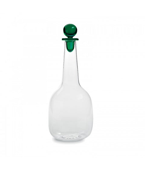 Transparente Flasche „Safran Bili“ mit grünem Verschluss