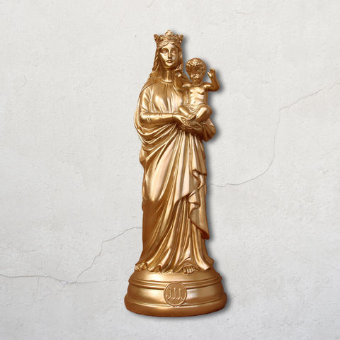 GOLDENE STATUETTE „ICH SAH DIE JUNGFRAU MADONNA MIT KIND“ 29 CM