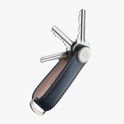 SCHLÜSSELANHÄNGER ORBITKEY 2.0 LEDER MARINEBLAU/TAN ART LTHO-2-NVTN