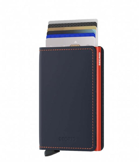 "SLIMWALLET SECRID MATTE NACHTBLAU & ORANGE"