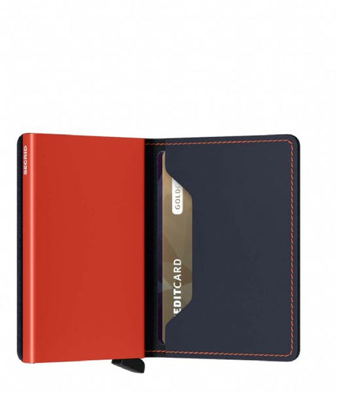 "SLIMWALLET SECRID MATTE NACHTBLAU & ORANGE"