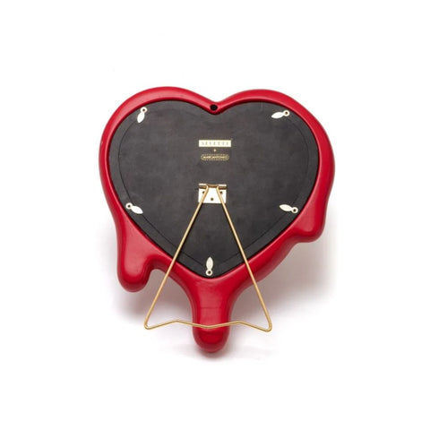 SPECCHIO CORNICE IN PORCELLANA E VETRO MELTED HEART RED CM. 30 H.35 SELETTI